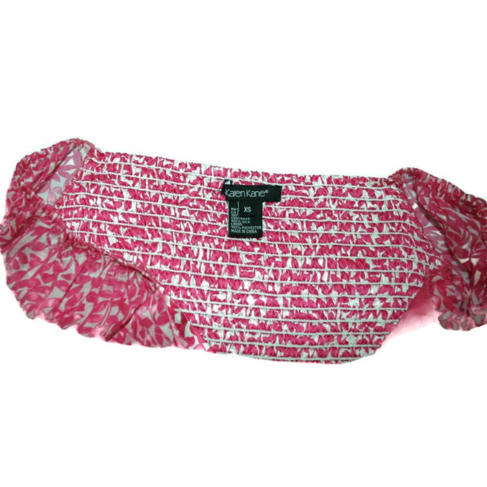 Karen Kane Top with  Back Smocking Pink and White Print Size XS - Picture 7 of 7